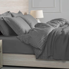 Enera Jacquard Edge Collection Frost Grey Color King Size Bedsheet-300 TC(100% Cotton) - enera