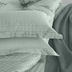 Enera Jacquard Edge Collection Sage Green Color King Size Bedsheet-300 TC(100% Cotton) - enera