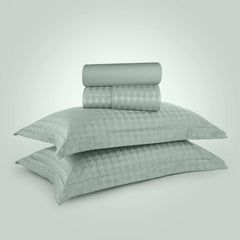 Enera Jacquard Edge Collection Sage Green Color King Size Bedsheet-300 TC(100% Cotton) - enera