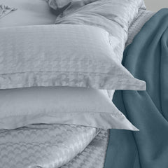 Enera Jacquard Edge Collection Slate Blue Color King Size Bedsheet-300 TC(100% Cotton) - enera