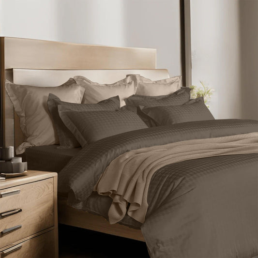 Enera Jacquard Edge Collection Caramel Gold Color King Size Bedsheet-300 TC(100% Cotton) - enera