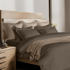 Enera Jacquard Edge Collection Caramel Gold Color King Size Bedsheet-300 TC(100% Cotton) - enera