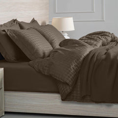 Enera Jacquard Edge Collection Caramel Gold Color King Size Bedsheet-300 TC(100% Cotton) - enera