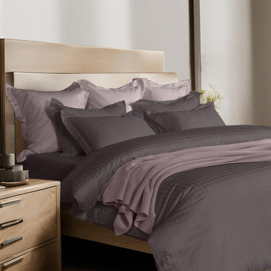Enera Jacquard Edge Collection Graphite Grey Color King Size Bedsheet-300 TC(100% Cotton) - enera