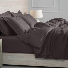 Enera Jacquard Edge Collection Graphite Grey Color King Size Bedsheet-300 TC(100% Cotton) - enera