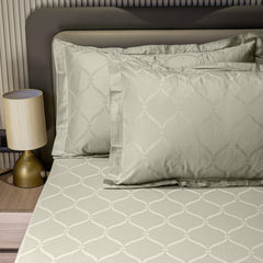Enera Jacquard Lattice Collection Ivory White Color King Size Bedsheet-300 TC(100% Cotton) - enera