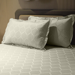 Enera Jacquard Lattice Collection Ivory White Color King Size Bedsheet-300 TC(100% Cotton) - enera