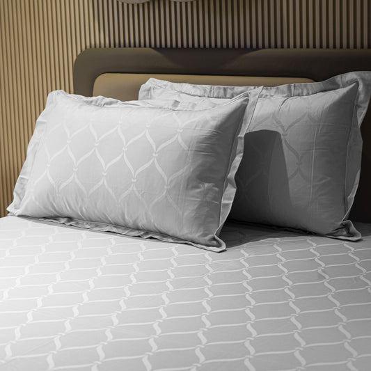 Enera Jacquard Lattice Collection Frost Grey Color King Size Bedsheet - enera