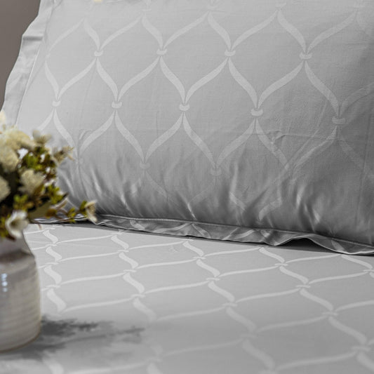 Enera Jacquard Lattice Collection Frost Grey Color King Size Bedsheet - enera