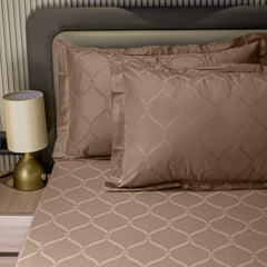 Enera Jacquard Lattice Collection Caramel Gold Color King Size Bedsheet-300 TC(100% Cotton) - enera