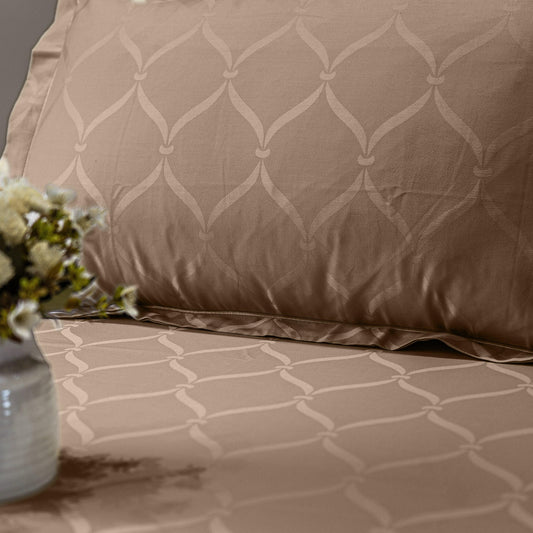 Enera Jacquard Lattice Collection Caramel Gold Color King Size Bedsheet - enera