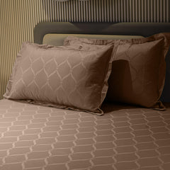 Enera Jacquard Lattice Collection Caramel Gold Color King Size Bedsheet-300 TC(100% Cotton) - enera