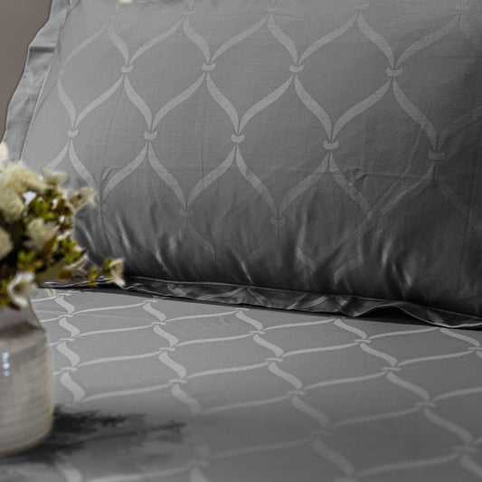 Enera Jacquard Lattice Collection Graphite Grey Color King Size Bedsheet - enera