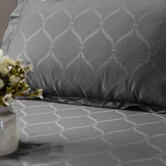 Enera Jacquard Lattice Collection Graphite Grey Color King Size Bedsheet-300 TC(100% Cotton) - enera