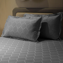 Enera Jacquard Lattice Collection Graphite Grey Color King Size Bedsheet-300 TC(100% Cotton) - enera