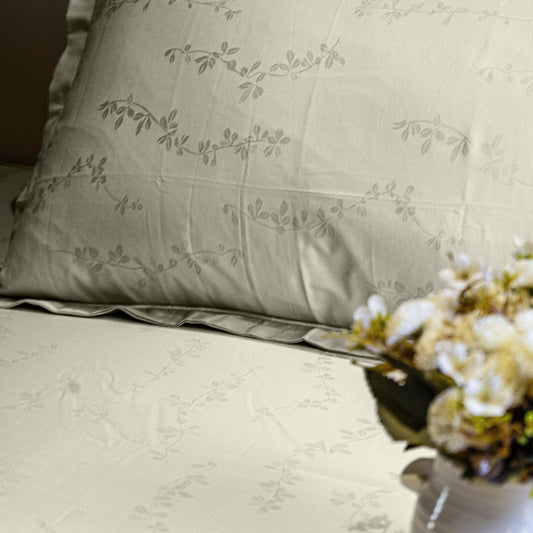 Enera Jacquard Tendril Collection Ivory White Color King Size Bedsheet - enera