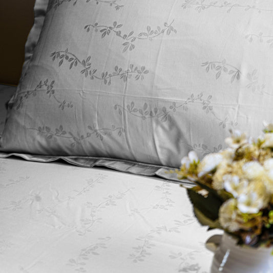 Enera Jacquard Tendril Collection Frost Grey Color King Size Bedsheet - enera