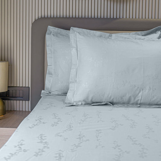 Enera Jacquard Tendril Collection Slate Blue Color King Size Bedsheet - enera