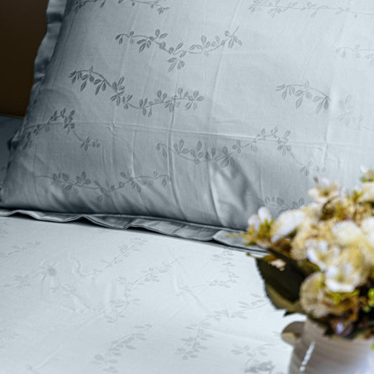 Enera Jacquard Tendril Collection Slate Blue Color King Size Bedsheet - enera