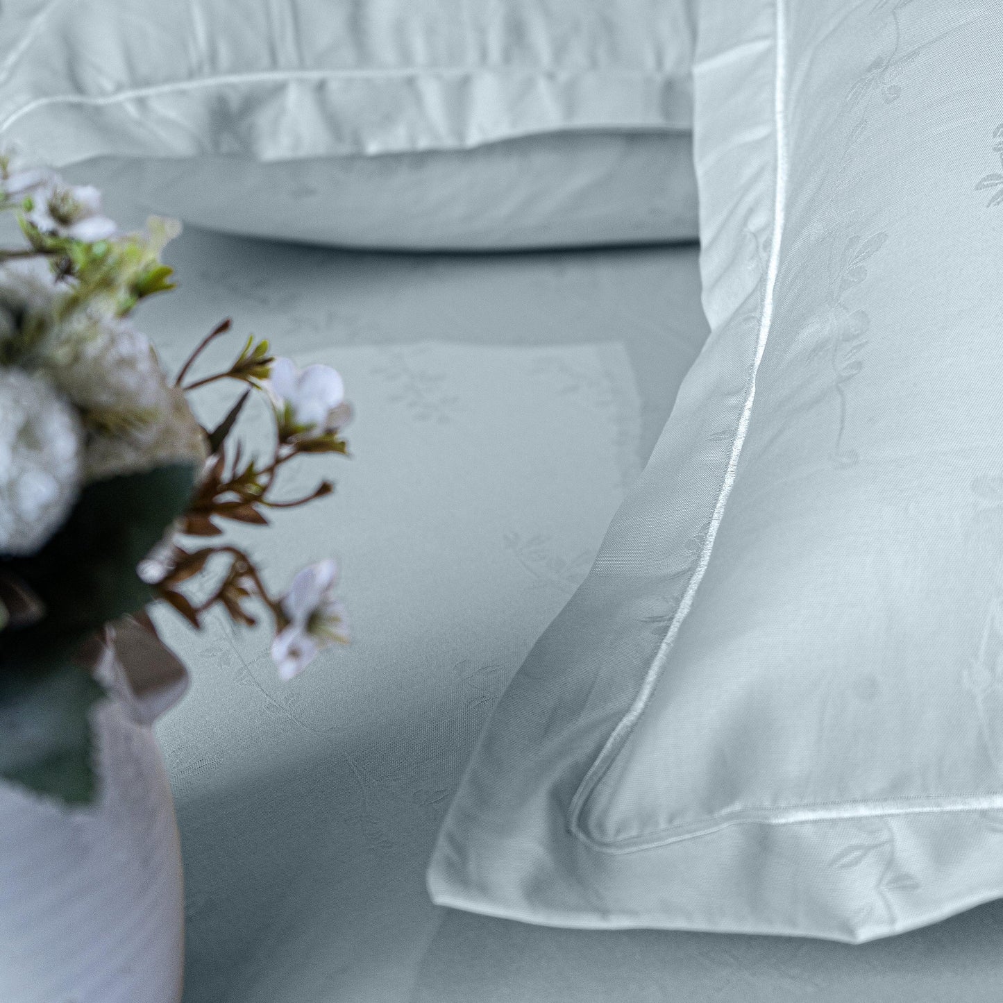 Enera Jacquard Tendril Collection Slate Blue Color King Size Bedsheet - enera
