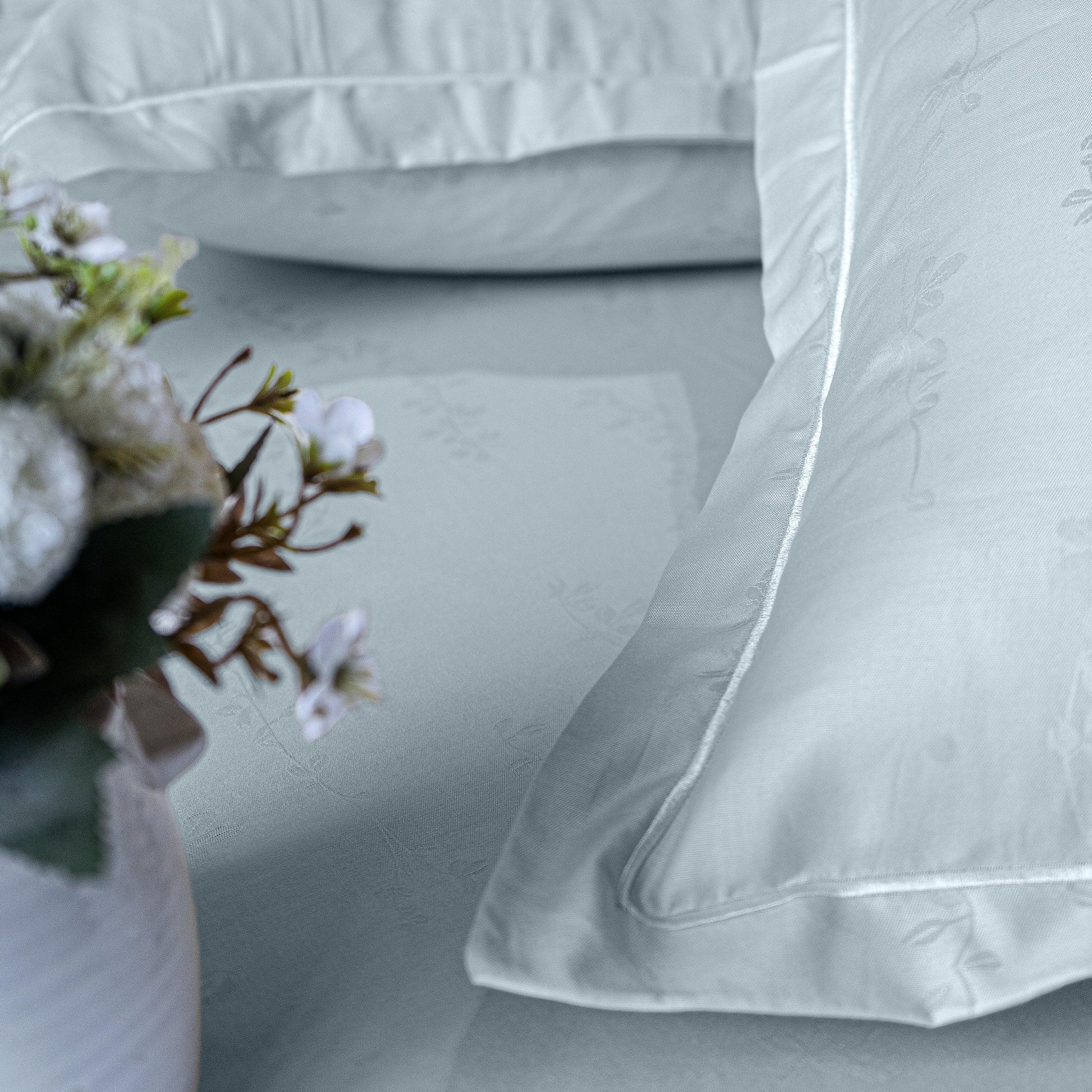 Enera Jacquard Tendril Collection Slate Blue Color King Size Bedsheet - enera