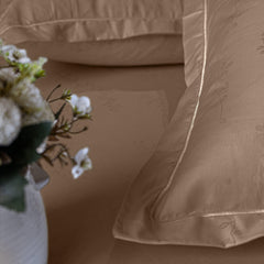 Enera Jacquard Tendril Collection Caramel Gold Color King Size Bedsheet-300 TC(100% Cotton) - enera