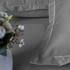 Enera Jacquard Tendril Collection Graphite Grey Color King Size Bedsheet-300 TC(100% Cotton) - enera