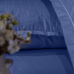 Enera Jacquard Matrix Collection Slate Blue Color King Size Bedsheet-300 TC(100% Cotton) - enera