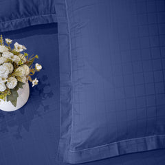 Enera Jacquard Matrix Collection Slate Blue Color King Size Bedsheet-300 TC(100% Cotton) - enera