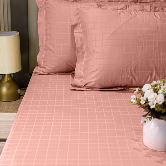 Enera Jacquard Matrix Collection Pale Rose Color King Size Bedsheet - enera