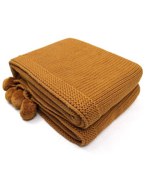 Enera Chunky Jersey-Mustard Color Cotton Throw - enera