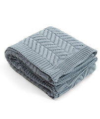 Enera Chevron Blue Grey Color Cotton Throw - enera