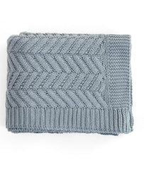 Enera Chevron Blue Grey Color Cotton Throw - enera