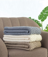 Enera Chevron Blue Grey Color Cotton Throw - enera