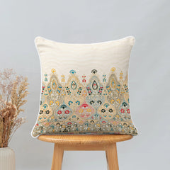 Enera Marc Gulmohar Ivory Color 16x16 Inch Cushion Cover - enera