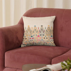 Enera Marc Gulmohar Beige Color 16x16 Inch Cushion Cover - enera