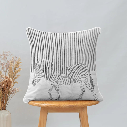 Enera Marc Ne Zebra Black Color 16x16 Inch Cushion Cover - enera