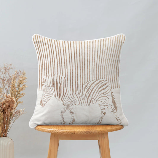 Enera Marc Ne Zebra Beige Color 16x16 Inch Cushion Cover - enera