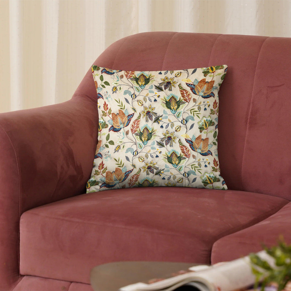 Enera Marc Swed Emboss Taupe Color 16x16 Inch Cushion Cover - enera
