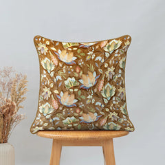 Enera Marc Swed Emboss Brown Color 16x16 Inch Cushion Cover - enera