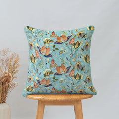 Enera Marc Swed Emboss Teal Color 16x16 Inch Cushion Cover - enera