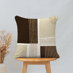 Enera Marc Velvet Fozla Check Taupe Cream Color 16x16 Inch Cushion Cover - enera