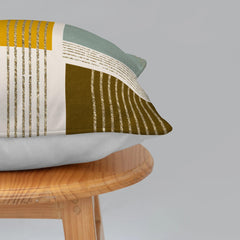 Enera Marc Velvet Fozla Check Yellow Blue Color 16x16 Inch Cushion Cover - enera