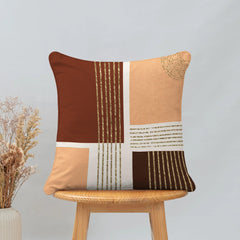 Enera Marc Velvet Fozla Check Sand Wine Color 16x16 Inch Cushion Cover - enera