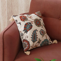 Enera Marc Jaipuriya Red & Ivory Color 16x16 Inch Cushion Cover - enera
