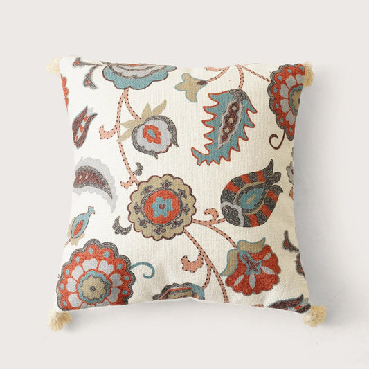Enera Marc Jaipuriya Red & Ivory Color 16x16 Inch Cushion Cover - enera