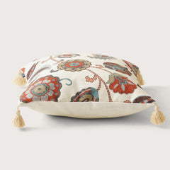 Enera Marc Jaipuriya Red & Ivory Color 16x16 Inch Cushion Cover - enera
