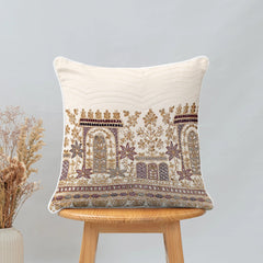 Enera Marc N Gulmohar Ivory Color 16x16 Inch Cushion Cover - enera