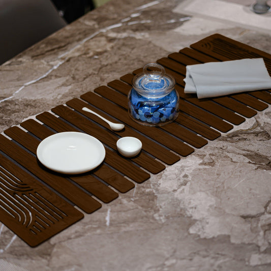 Enera Marc Khidki Wooden Chocolate Color (14x36 inch) Table Runner - enera