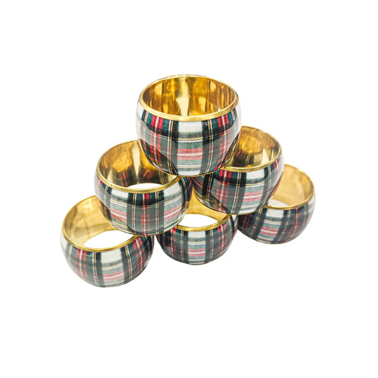 Enera Checks Style Multi Color Round Napkin Ring (Pack of 6pcs) - enera